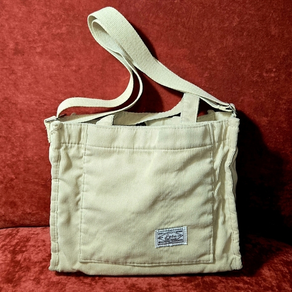 Corduroy Canvas Crossbody/Shoulder/Hand Bag by Letu Multi-Use Unisex Khaki - Picture 3 of 12